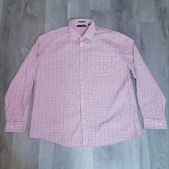 Tommy Hilfiger classic long sleeve red gingham button up mens top XL 17.5 neck - Picture 1 of 8